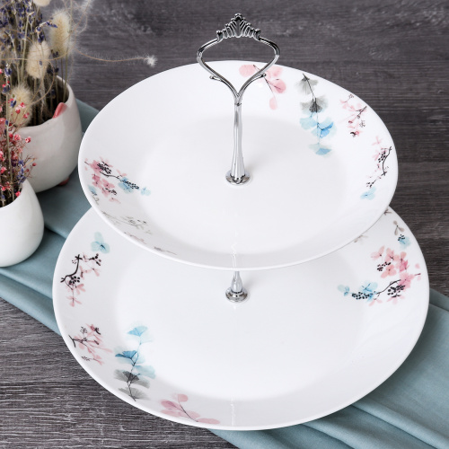 Ваза для фруктов 2-х ярусная / FLMLQP75/95 (19088) /уп 12/ Цветочная 