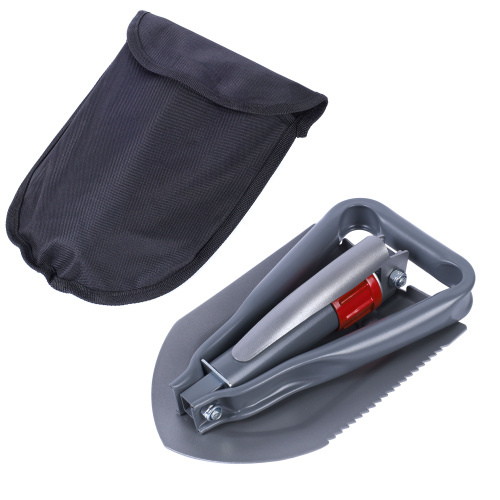 Лопата складная саперная ИРЕМЕЛЬ СПУТНИК-02 тол.1.5мм, дл.58см, лезвие 21x15см, термообр. углерод. сталь, 42-46°HRC, алюм. ручка, чехол/736824/уп12