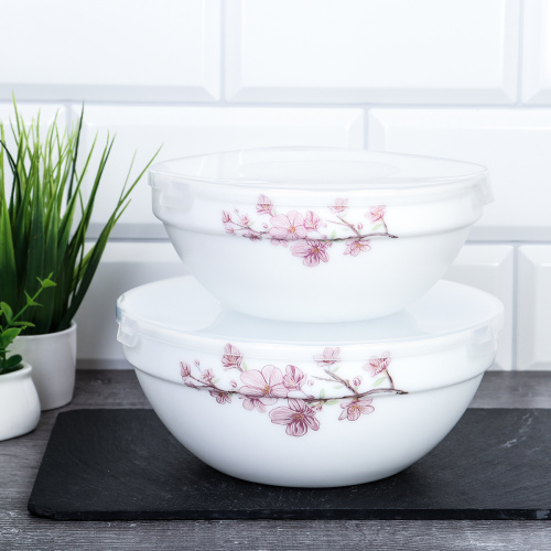 Салатник с крышкой 2 предмета / SW2A (7196) /уп 18/ Сакура