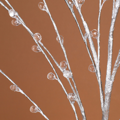 Ветка декоративная стеклярус 84 см / MA694 /уп 80/240/серебро