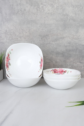 Набор суповых квадратных тарелок 6 штук 750 мл 190 мм / LKSW75 (2024) /уп 6/ Розовая композиция