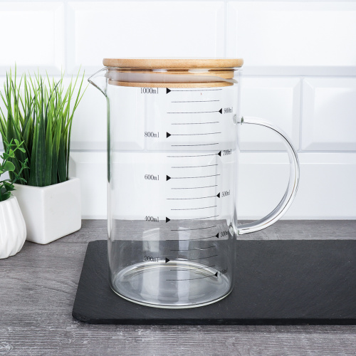 Кувшин мерный 1000 мл / LCWJ103 /уп 48/* Бамбуковая крышка