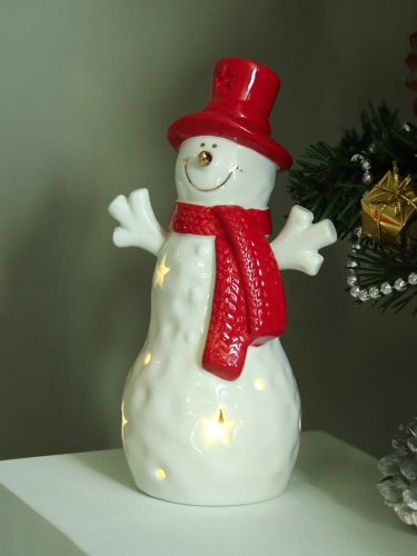 Фигурка Снеговик с подсветкой новогодний 16 см / FP23594 /уп 48/LED