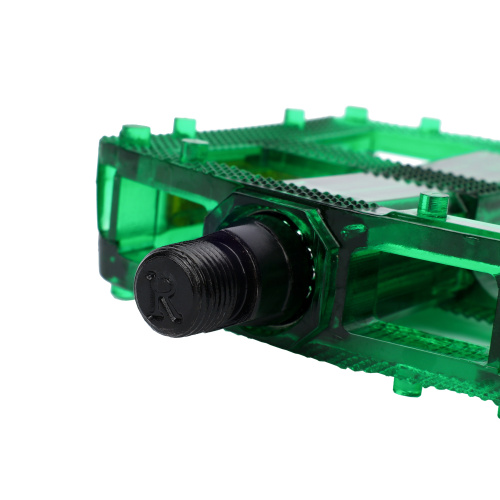 Педаль для BMX MIXIEER MX-P642, прозрачный пластик, ось 2s, стальные подшипники, рефлектор., 115х98мм, 9/16, 1 пара. GREEN /уп 50/