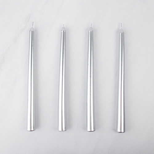 Свеча 4 штуки 20х1,7 см набор / SQ-3027 /уп 144/ серебро / 2 СОРТ ЦАРАПИНЫ