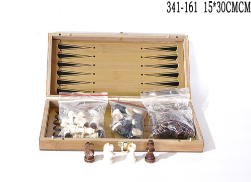 Игра настольная 3 в1 Нарды шахматы шашки 15х30 см / 341-161 /уп 48/