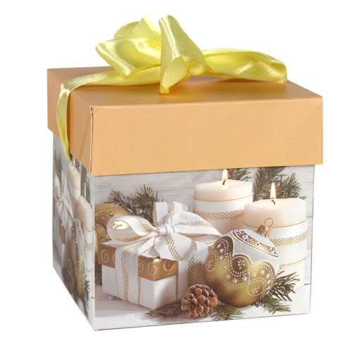 Коробка подарочная 10х10х10 см складная / 125 /уп 12/1200/Новый год