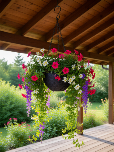 Кашпо подвесное пластик 16х11 см ЧЕРНЫЙ 1,2 литра / P7207 /уп 160/753929     