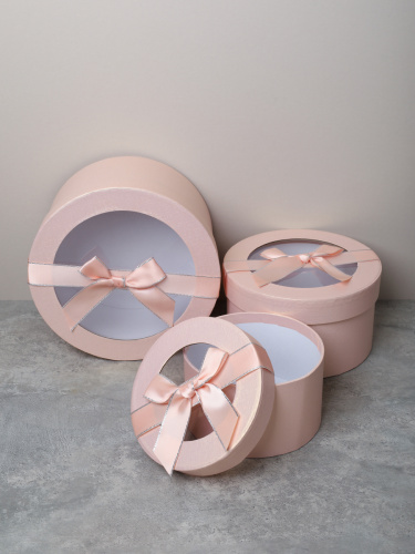 Коробка подарочная 3 штуки 20х20х11 см / 3431-2 /уп 30/розовая