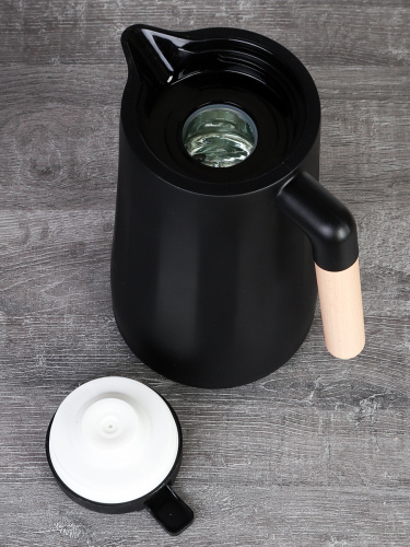 Термос кувшин 1 л с деревянной ручкой Грани / KB-912 /уп 20/ Черный