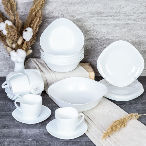 Столовый набор 25 предметов квадратный белый 750 мл Б  GRAY-Sq25 87595220 white (уп2) Акция