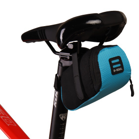 Сумка велосипедная подседельная BICYCLE SOUL, отделение на молнии, крепление velcro, чёрно-голубая, 0.6 лт.,15х7х7см. /уп 50