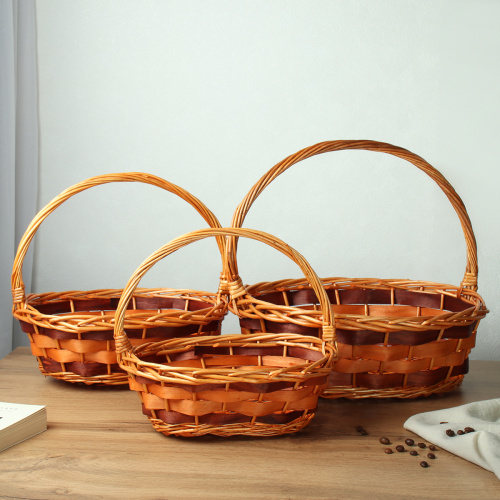 Корзина плетеная 3 штуки 37х30х12/32х24х10/26х20х9 см / S/3 B1 /уп 28/овальная