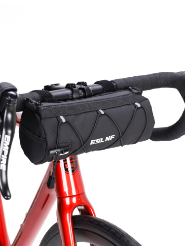 Сумка велосипедная на руль ESLNF корпус на молнии, материал Durable Long-Guard Nylon, крепление velcro, Размер 23.6х10.5х10см, чёрный /уп 60/