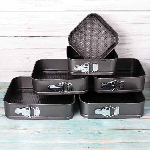 Форма для выпечки квадрат Набор из 6 штук с клипсой / RSD-13 /уп 12/ 17-20-21-23-25-27см