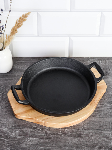 Сковорода чугунная на подставке круг 20х3,5 см / Y-20S /уп 20/