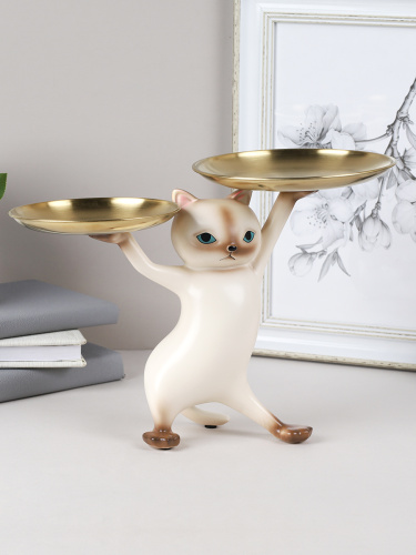 Статуэтка Кошка 25 см / XY603-1 /уп 8/бежевая