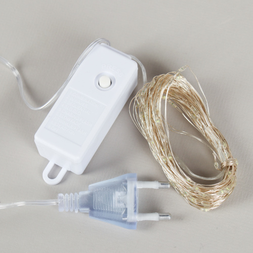 Гирлянда светодиодная нить 10 м 100 LED 8 режимов / GN20 /уп 100/холодный белый