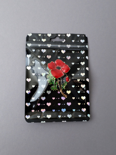 Пакет подарочный 10,5х15 см сердце черный / ZIP-01 /уп 100/5000/ zip-lock застежка