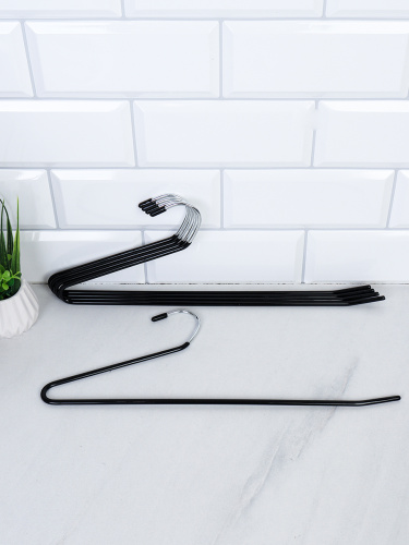 Вешалка для брюк черная набор 5 штук 35 см 61 грамма / F61OP-black /уп 40/ OPP