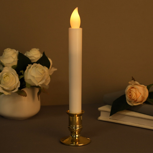 Свеча светодиодная 25 см в подсвечнике / VFR-48 /уп 2/480/