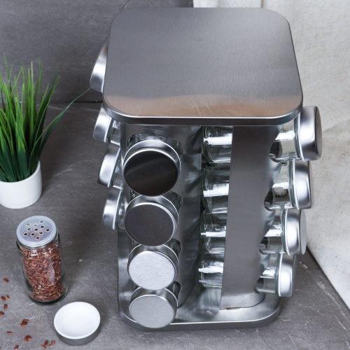 Набор для специй на подставке 16 предметов 28 см Квадрат/LQSH-6007-1 /уп 9/ ПРОМО АКЦИЯ