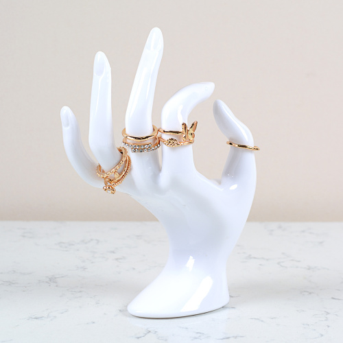 Подставка для украшений рука белая 10x7x16.5 / JIN-16W /уп 50/