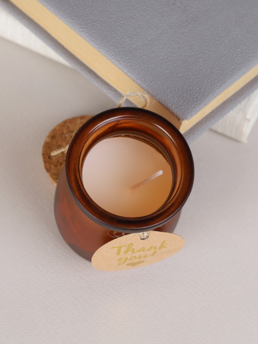 Свеча ароматическая в подсвечнике 5х7 см с крышкой / B722 /уп 96/ коричневая