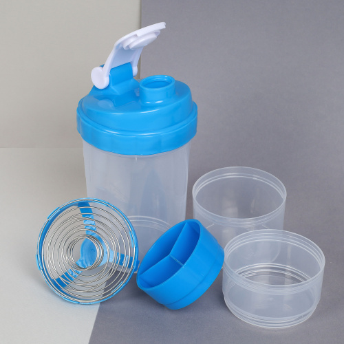 Бутылка/Шейкер СПАЙДЕР SHS-500 бело-голубая для спортивного питания 500ML