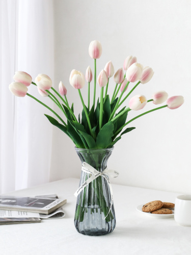 Ваза для цветов 22 см серая с лентой / WRD-147 /уп 30/ без и/уп