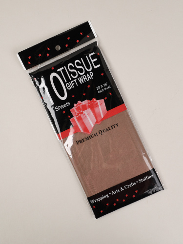 Бумага упаковочная тишью 50х66 см набор 10 листов / CQ103 /уп 200/шоколадная