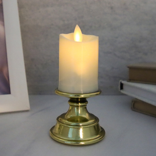 Свеча светодиодная в подсвечнике подвижный фитиль 7x14 см / 229S /уп 120/