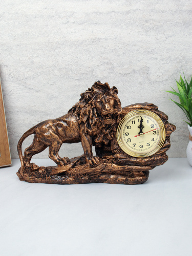 Часы статуэтка Лев 19x30 см / 8061A /уп 24/