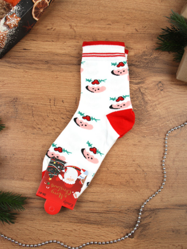 Носки р. 35-40 Новый год  / L827 /уп 10/300/ ОДНА ПАРА/ МАРКА