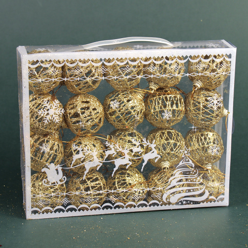 Елочное украшение Шар Ажурный 20 штук 4 см / SF2023-121 /уп 72/ золото