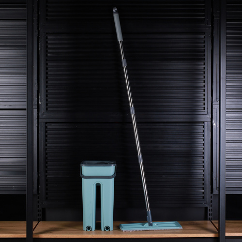 Ведро с вертикальным отжимом и шваброй Моп / S2-1 /уп 24/ голубой/2 насадки