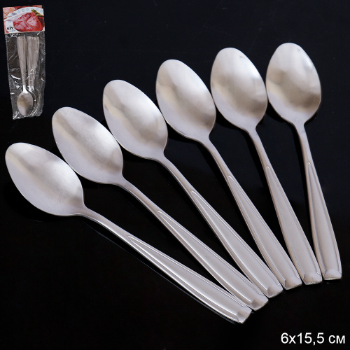 Ложка чайная 6 штук Серебро Орион Глянец / G-852 /уп 100 /0.18/