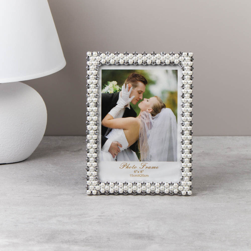 Фоторамка 15x20 стразы и жемчуг / CZ-ZQBF-C /уп 60/