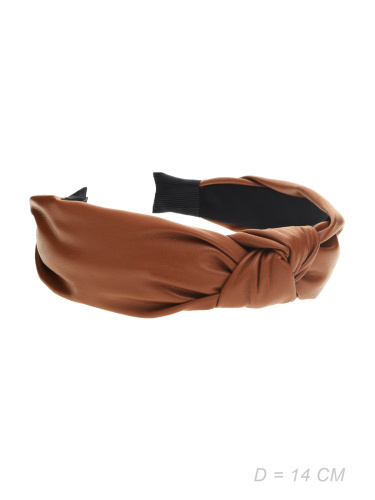 Ободок для волос экокожа / GTS-18 /уп.12/коричневый