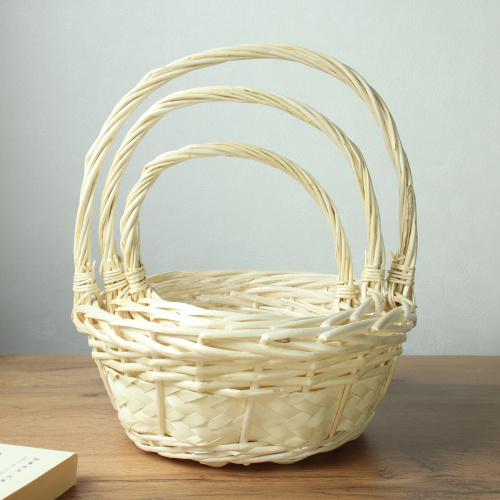 Корзина плетеная 3 штуки 28х11/23х9/18х8 см / S/3 22-32 /уп 40/белая круглая