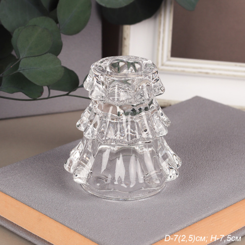 Подсвечник 7,5 см Елка / DN-008 /уп 6/72/ новогодний