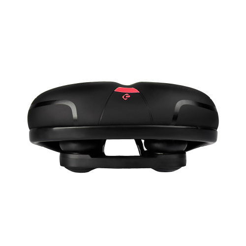 Седло велосипедное комфортное COMIRON YALTA C036 255x190, Технологии: ED, Эластомер, Верх: PU с пресс. принтом, Цвет: Чёрный+Красный/ АКЦИЯ /уп 20/