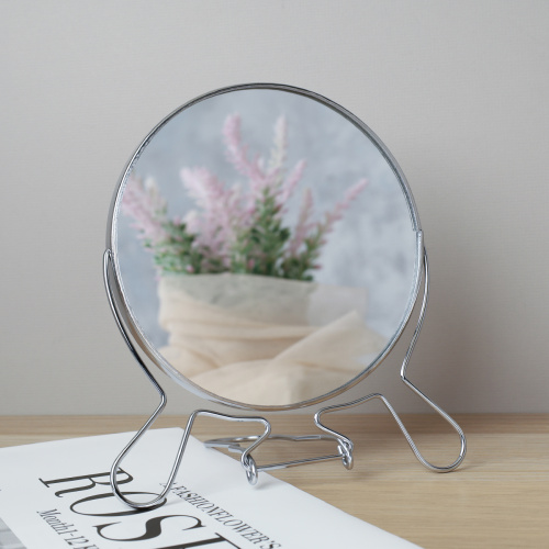 Зеркало настольное круглое двустороннее с увеличением 14 см / CR-6 /уп 12/96/