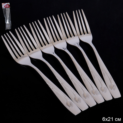 Вилка столовая 6 штук Серебро Тюльпан Глянец / R-634 /уп 100/ 0,30