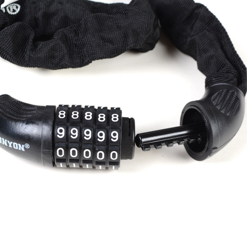 Замок кодовый SHERIFF TONYON, 5 разрядов, 900мм, стальная цепь, толщина звеньев 7 мм, вес 780 г, чёрный. /уп 6/24/