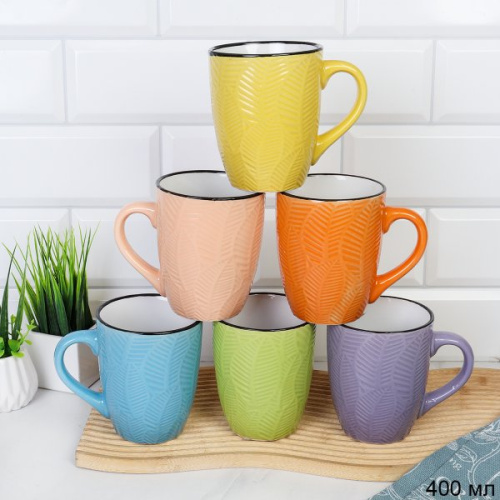 Кружка 400 мл Ветка фактурная Зеленый / А-454 /уп 48/ ПРОМО АКЦИЯ