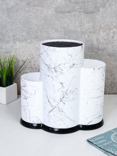 Подставка для ножей тройная белая / PPKW3 /уп 12/ матовая