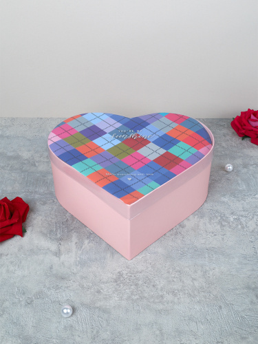 Коробка подарочная 3 штуки Сердце набор розовая / B9827 /уп 30/прозрачная крышка