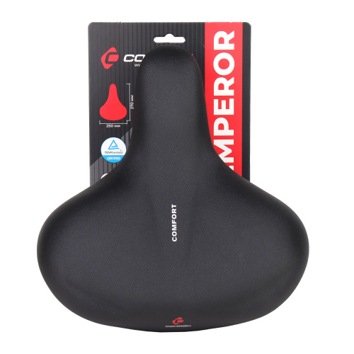 Седло велосипедное суперкомфортное COMIRON LAST EMPEROR C056 270x250, Пена 57мм. Технологии: DW, ED, Эластомер, Верх: PU, Цвет: Чёрный/уп 20/