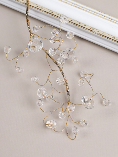 Ветка декоративная стеклярус 29 см / CW0427-17 /уп 720/